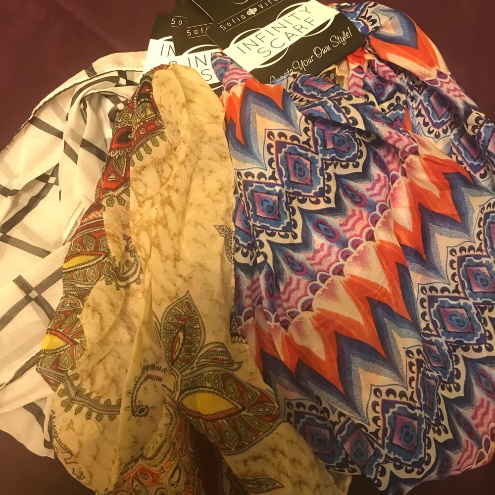 New 3 infinity scarves 3 different colours NWT